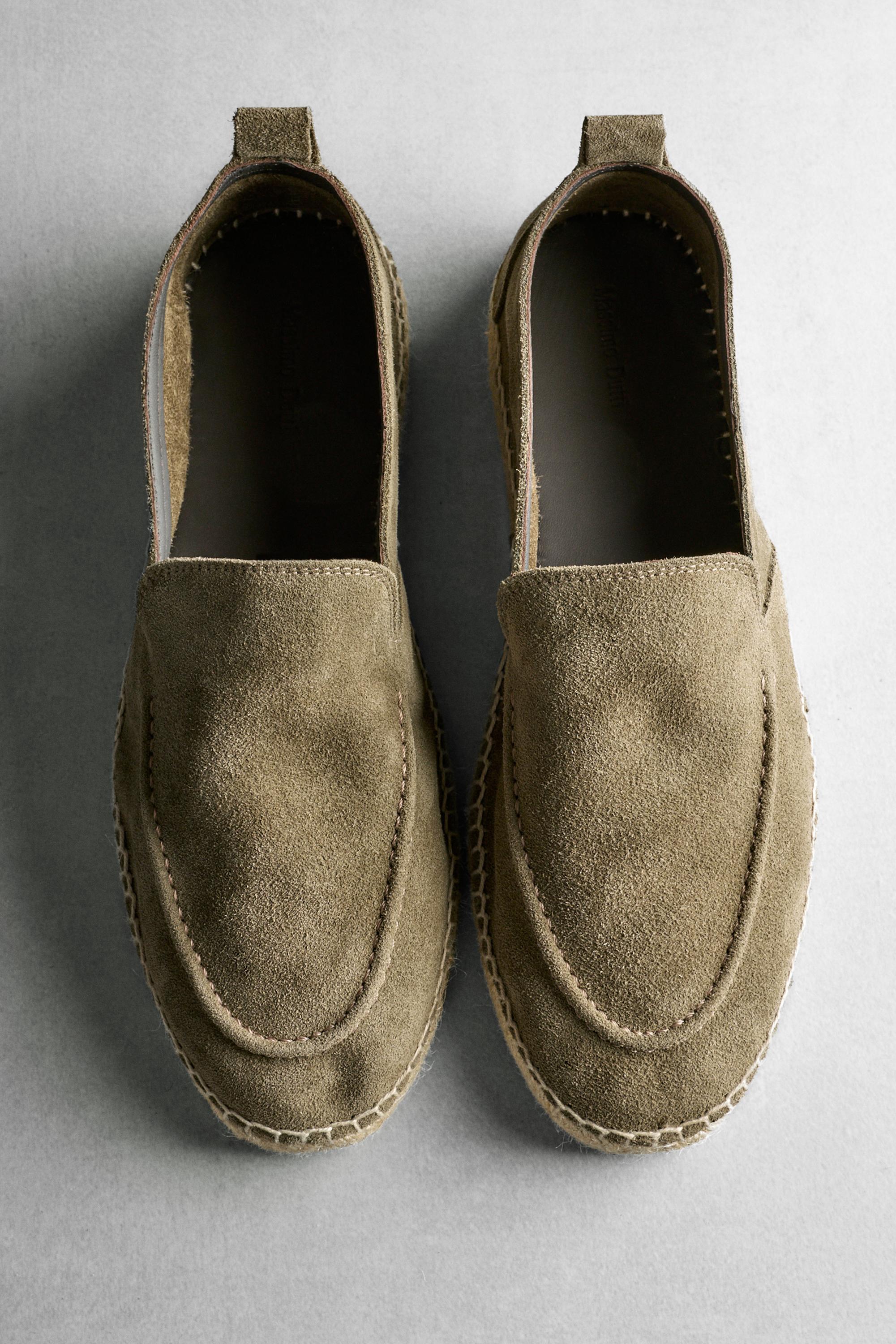 Leather espadrilles with moc toe